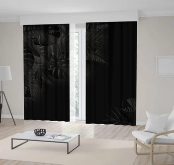 

Curtain Palm Monstera Tropical Leaves Origami Exotic Hawaiian Jungle Summertime Monochromic Art Black Gray