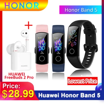 

Huawei Honor Band 5 Smart Band with HUAWEI FreeBuds 2 Pro Wristband Bracelet Pedometer Touchscreen Swim Heart Rate Sleep Monitor