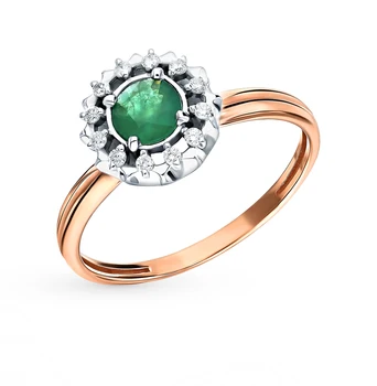 

Gold ring with emeralds and diamonds sunlight sample 585
