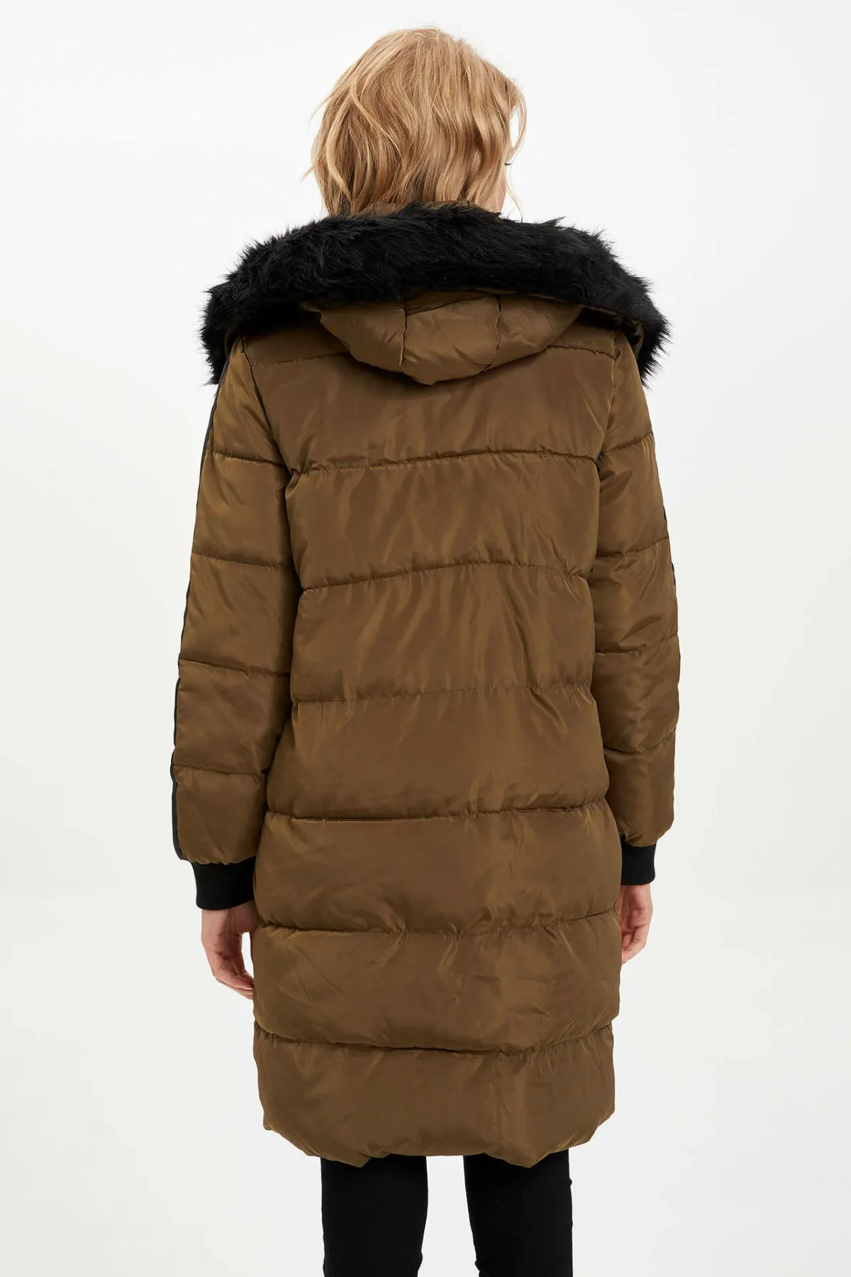 Дефакто женское Шерстяное плотное пальто с капюшоном женская модная теплая длинная парка Женская Повседневная однотонная куртка на молнии-K8873AZ19WN