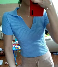 Polo Shirts Tees Short-Sleeve Mujer Camisetas Cropped Slim-Fit ITOOLIN Female Sexy Summer Vintage