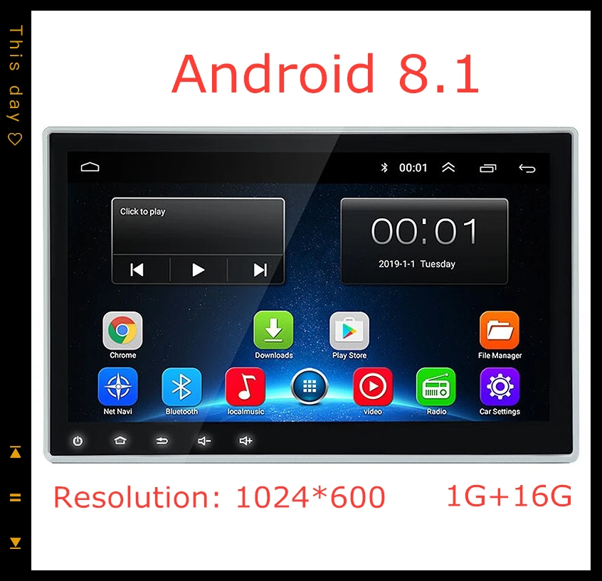 

Android 8.1 Car Player 10 Inch 1 Din 1G+16G Universal GPS Navigation Car Stereo Player Radio GPS Wifi BT DVR Mirror Link