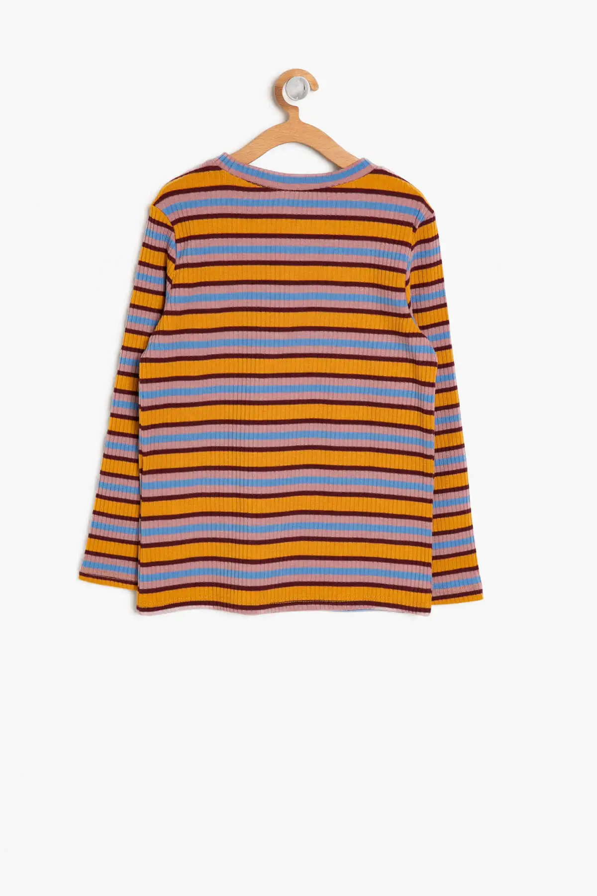 Детская желтая футболка в полоску для девочек Koton | Женская одежда