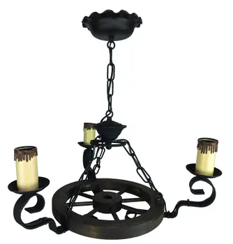 

Lamp trolley wheel decoration rustic forging and wood candle