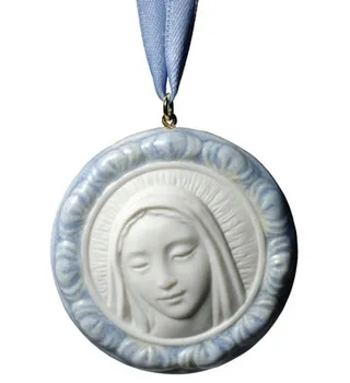 

NAO Medal Protective-Virgin Mary (Blue). Porcelain pendant