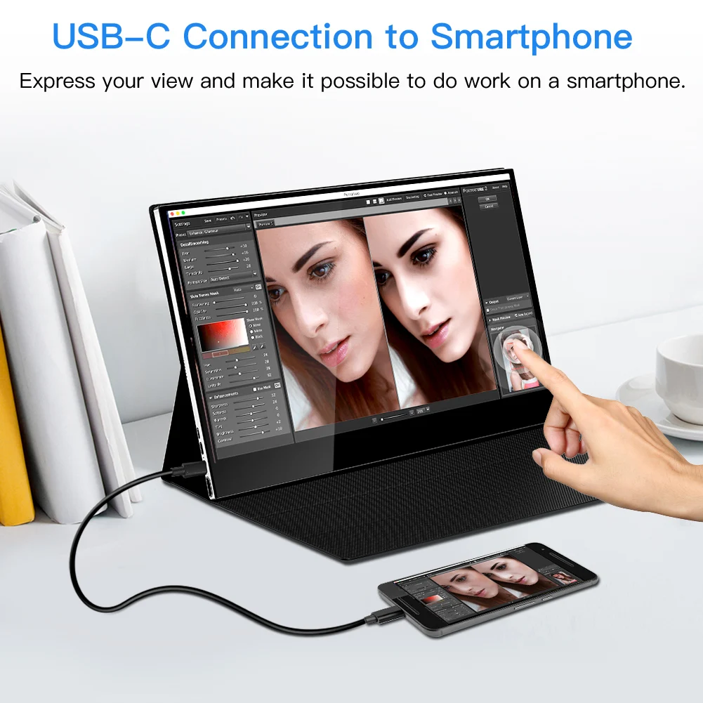 Eyoyo 15.6 ġ ġ ũ   HD 1920x1080 ޴ ÷ HDMI/USB-C/̴ DP Ʈ Ʈ  ° ȭ