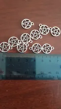 15 Uds. De abalorios de pentagrama de estrella, 17x14mm, colgantes plateados de Color plata antigua, fabricación artesanal, búsqueda de joyería tibetana