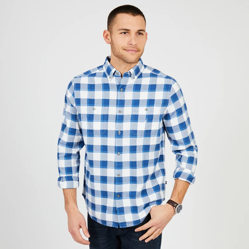 Nautica-рубашка в крупную клетку синего и белого цвета для men-W833041_SW