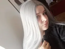 QQXCAIW-Peluca de pelo sintético largo liso para mujer pelucas de pelo sintético resistentes al calor en color negro, blanco, rosa, naranja, morado y gris