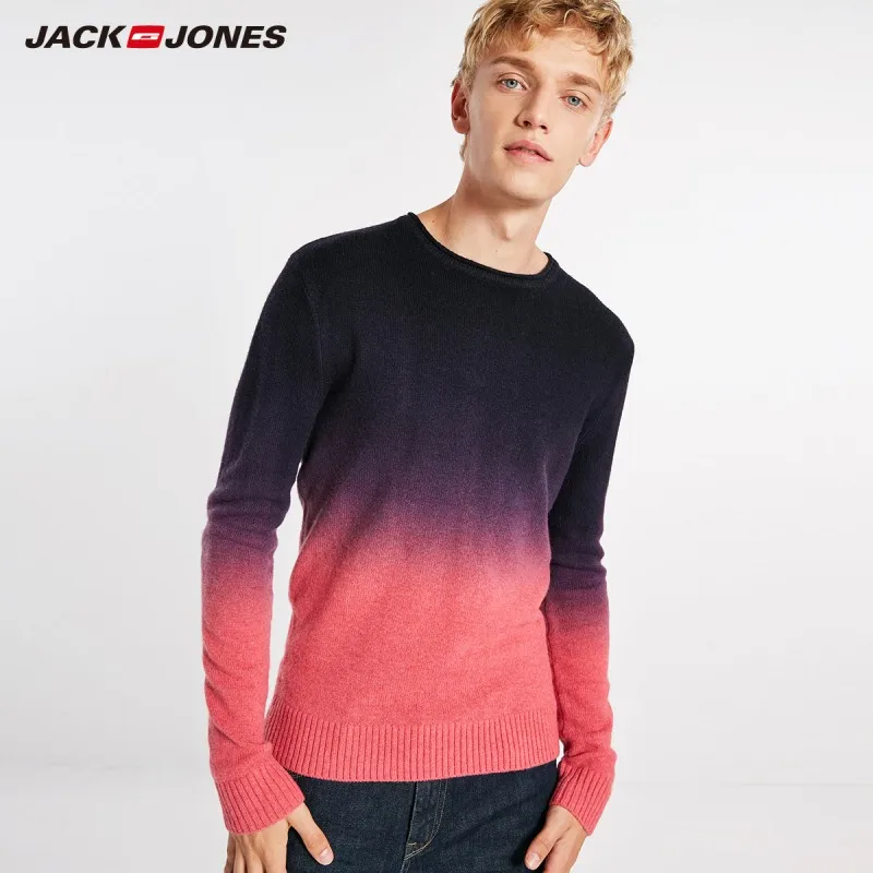 JackJones осенний мужской шерстяной градиентный пуловер Повседневный свитер Топ Мужская одежда 218424509 - Цвет: PINK ROSE