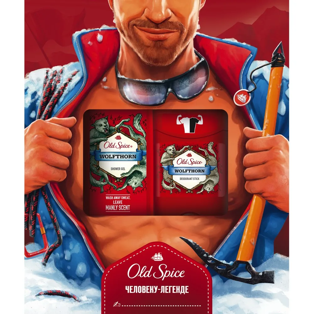 Подарочный набор: Old Spice Wolfthorn(Твердый дезодорант 50 мл+ Гель для душа 250мл
