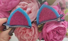 Horquilla con orejas de gato y lentejuelas tridimensional para niña, 2 uds., horquilla para niña, horquilla para bebé, clip LATERAL, regalo de vacaciones
