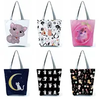 Chubby Cat Printed Handbags Lovely Fashion Women's Bag Animal Pretty Shoulder Bag High Capacity Women's Bag Eco Friendly Tote 5