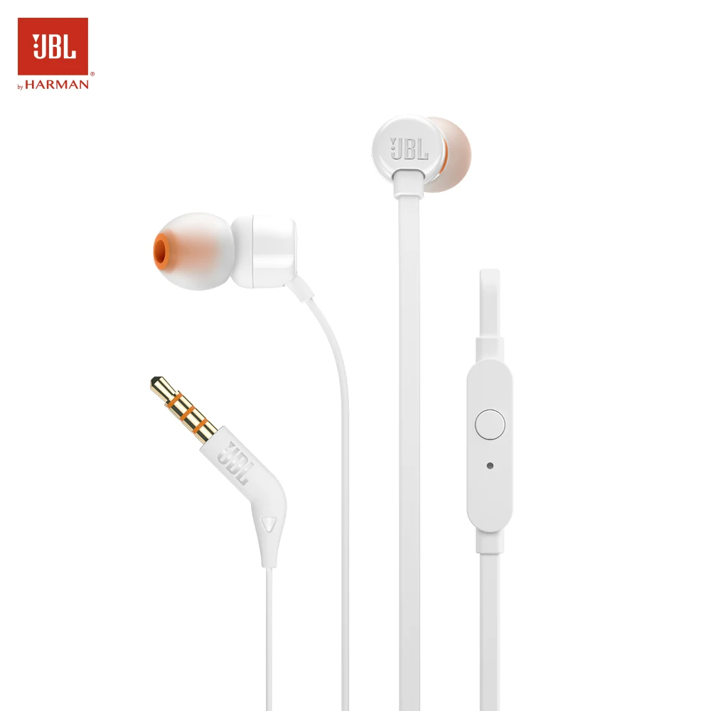Белый Пользовательские наушники JBL JBLT110 - Цвет: Белый
