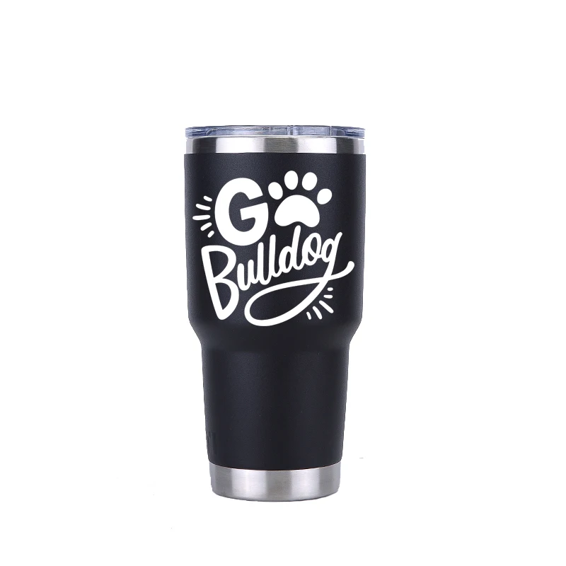Go Bulldogs 30oz тумблер дорожная Автомобильная кружка с двойными стенками Изолированная вакуумная фляжка термос из нержавеющей стали термос для воды, кофе чашка