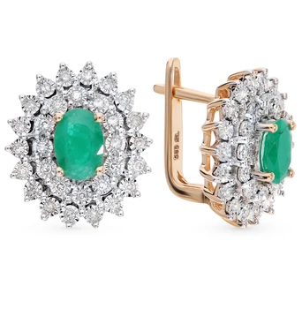 

Gold earrings with emeralds and diamonds sunlight sample 585