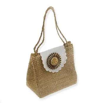 

12 Piece Straw Linen Bag With Handle