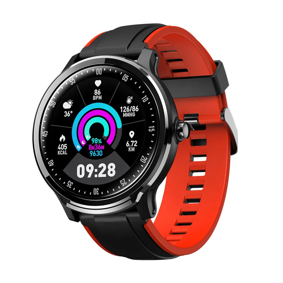 red Accalia Sn80 Смарт-часы для мужчин IP68 Водонепроницаемый трекер движения сердечного ритма кровяное давление спортивные часы дистанционная камера музыка дышать - Цвет: red