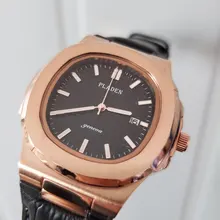 PLADEN-Reloj de pulsera de cuarzo para hombre, de negocios, de lujo, a la moda, correa de acero inoxidable, azul degradado, reloj calendario a prueba de agua