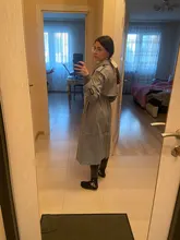 Gabardina larga con doble botonadura para mujer, abrigo ajustado con cinturón, ropa de primavera otoño