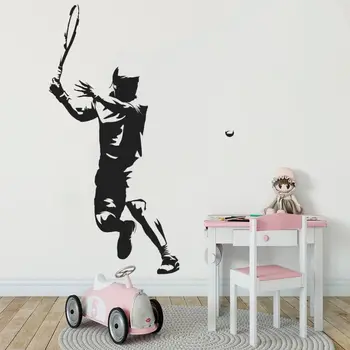 

Guy Playing Tennis Wall Sticker Decal Tennis Sports Sticker Home Bedroom Wall Art Decoration A0068431