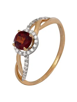

Classic ring made of gold with garnet and cubic zirconia (size 17.0)