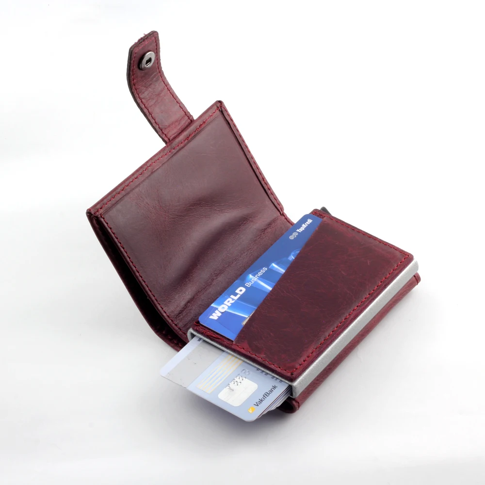 Smart Wallet Business Card Holder Real Cow Leather Handmade Smart Automatic Card Holder Men Gift