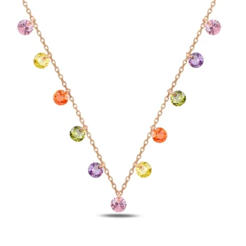

KUTAYDAN Dangle Round Zircon Pendant 925 Sterling Silver