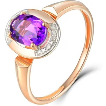 

Lucas gold ring with amethyst and diamonds in red gold