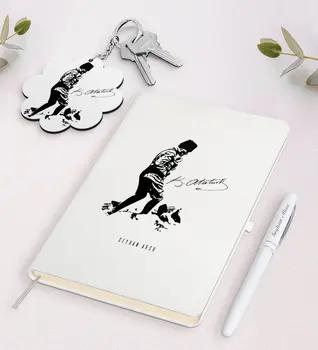 

Personalized Ataturk Themed White Notebook Pen and Keychain Gift Seti-16