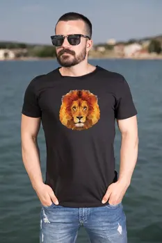 

Angemiel Wear Red Lion Portrait Cotton Black Male T-Shirt