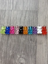 Mini abalorios de oso de goma de 22x11mm, 10 Uds., Color caramelo, para hacer aretes, colgantes, collares, joyería creativa DIY