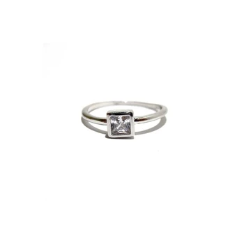 

Ring with squared crystal glass Silver