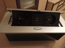 Table Outlet Desktop Socket Aluminum-Alloy-Cover Usb-Charging-Slow Black Pop-Up 2 
