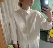 White Blouse Official-Tops Green Shirt Spring-Pocket Oversized Blusas Long-Sleeve Lizkova