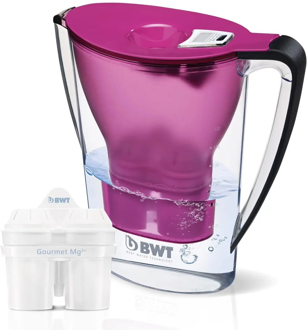 BWT - Jarra Aqualizar Violeta filtradora de agua manual 2,7L + 12 Filtros  con magnesio - Reduce cloro, cal e impurezas