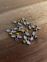 Abalorio de esmalte de abeja para fabricación y fabricación de joyas, pendiente, colgante, abalorios para pulsera o collar, 12x15mm, 10 Uds.