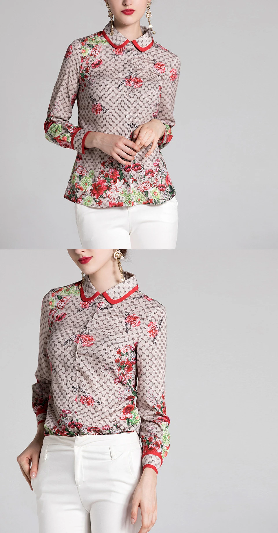 От Megyn Runway дизайнер 3XL плюс размер блузки женские с длинным рукавом винтажная шифоновая рубашка с принтом Модные топы Повседневная Блузка