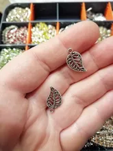 Colgantes de hojas de árbol de 17x9mm, 50 Uds., colgantes, collar, pulsera, tobillera, accesorios para fabricación de joyas, DIY