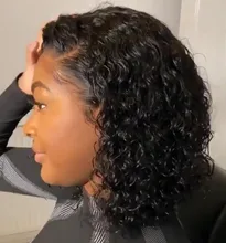 Bob Peluca de agua onda de encaje frente pelucas de cabello humano para las mujeres negras 13x4 peluca Frontal de encaje Pre arrancado brasileño de la onda profunda peluca Frontal