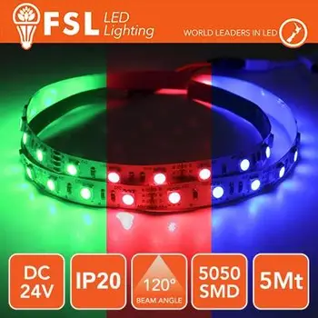 

LED strip 5050-12W 1100Lm 5Metri RGB 24V IP20 60led