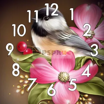 

Dpsprue 5D Diamond Painting Kit With Clock Cross stitch Full Square Round Diamond Embroidery Mosaic Animal Bird Gift