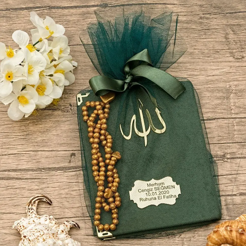 Luxury Muslim Gift Set Velvet Yasin Sharif Rosary Islamic Personalized Custom Embellished Tulle Wholesale Shopping Religious Items Ramadan 2023 Worship Societies Excellent Quality Mevlüt Groups Fashion