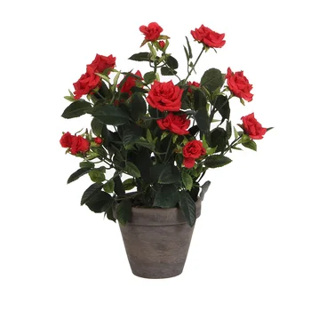 

ROSE RED PVC POTTED GRAY D11.5CM-H33XD25CM