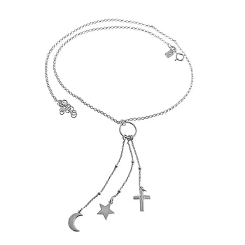 

Choker 925 Sterling silver m 42cm. Tie Karma 11mm. Moon star cross smooth closure reasa [AC1252]