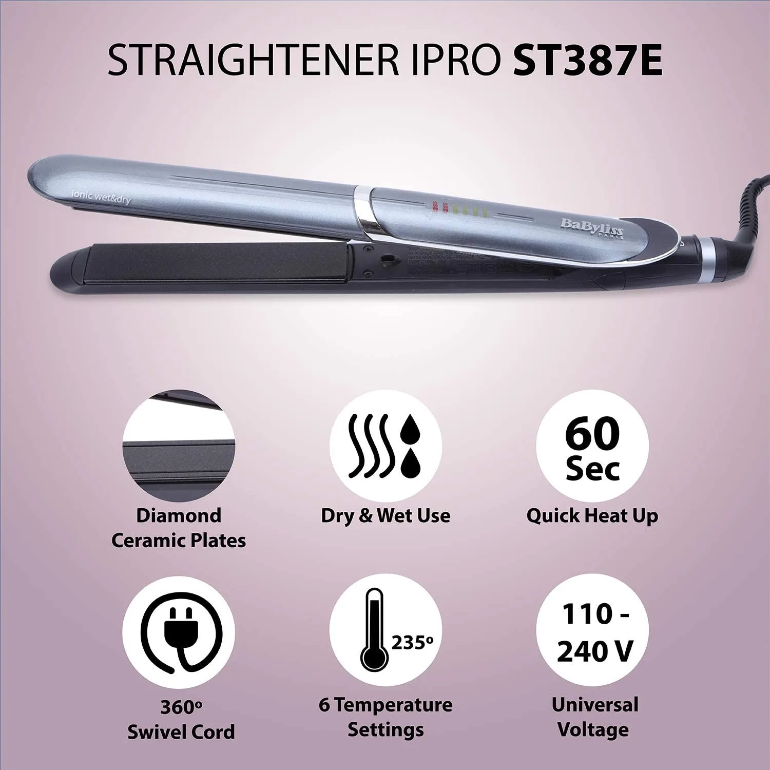 organiseren Begin zijn Babyliss St387e Diamond I-pro 235 Degree Wet-dry Hair Straightener - Hair  Straightener - AliExpress