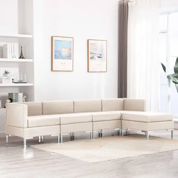 

5 PCs fabric sofa Set cream sofas