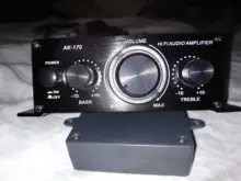 400W DC12V Dual Channel Mini HIFI AUX Power Amplifier for AK 170 with blue LED light