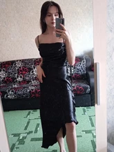 Asymmetrical Dress Satin-Straps Backless Julissa Mo Metallic Elegant Female Women Summer