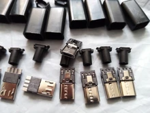 10 unids/lote USB macho 5 Pin DIY Micro USB conector de la cáscara de plástico de Jack cola Sockect macho terminales